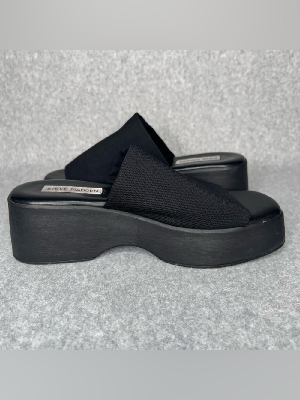 Steve Madden Black Slinky 30 Chunky Platform Sandal Sz 7.5 Y2K Indie Sleaze 90s - Picture 8 of 13